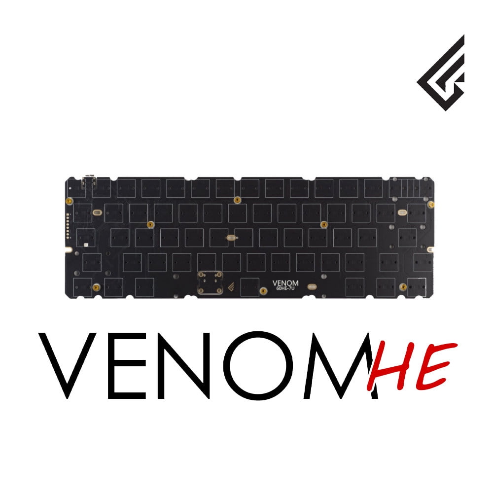 Geonworks Venom60 HE Magnetic Switch Keyboard PCB, Compatible with Tofu60, Holy60, Sebas 60% Case - Hotswap Hall Effect PCB