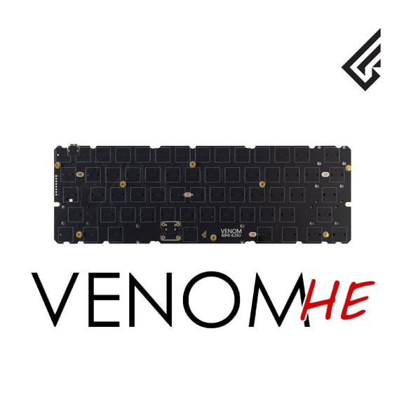 Geonworks Venom60 HE Magnetic Switch Keyboard PCB, Compatible with Tofu60, Holy60, Sebas 60% Case - Hotswap Hall Effect PCB
