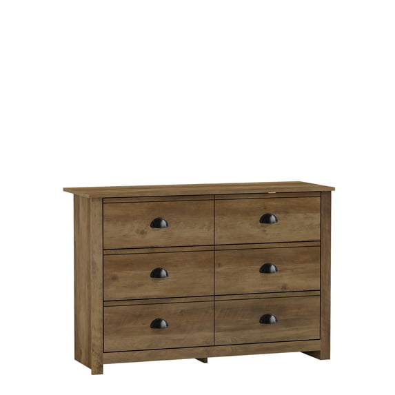 Geordano 6-Drawer Knotty Oak Dresser (31.5 in. X 46.5 in. X 16.3 in.)