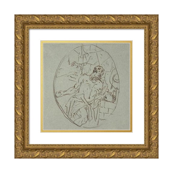 Georg Anton Urlaub 15x15 Gold Ornate Wood Frame and Double Matted Museum Art Print Titled - Saint Augustus (1713-59)