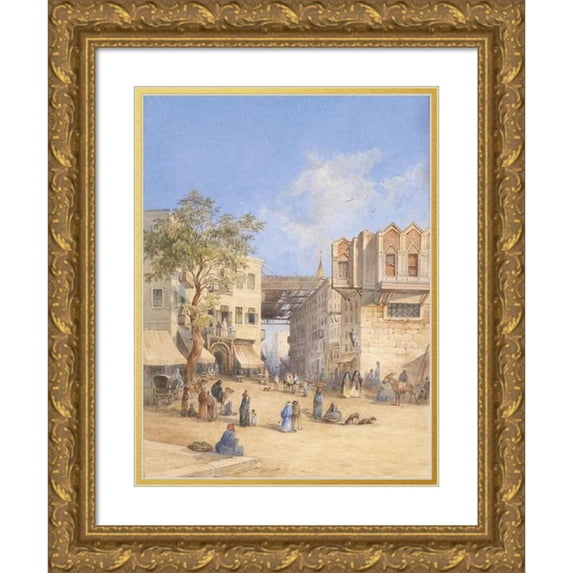 Georg Geyer 11x14 Gold Ornate Wood Frame and Double Matted Museum Art Print Titled - North African City (1872)