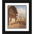 thumbnail image 1 of Georg Janny 12x14 Black Ornate Wood Framed Double Matted Museum Art Print Titled: Springtime on a Farm, 1 of 5