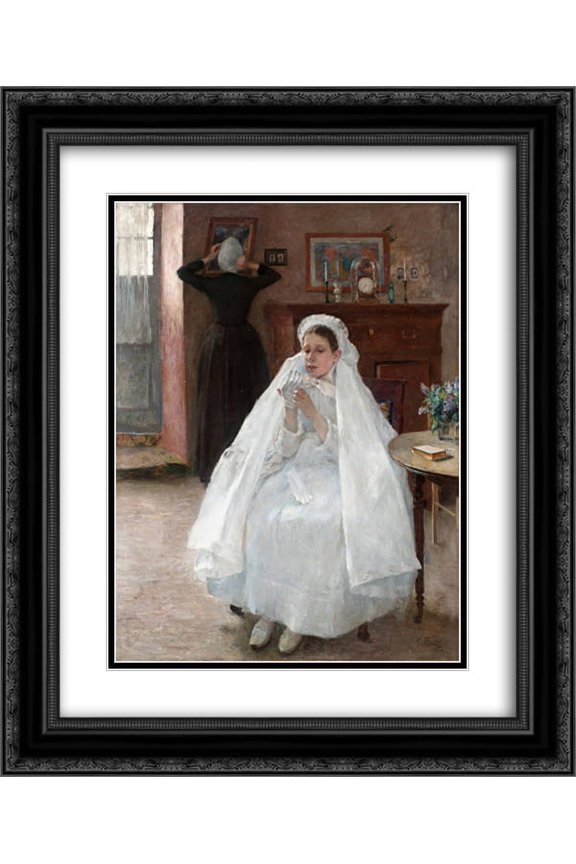 Georg Pauli 2x Matted 20x24 Black Ornate Framed Art Print 'French Confirmation'