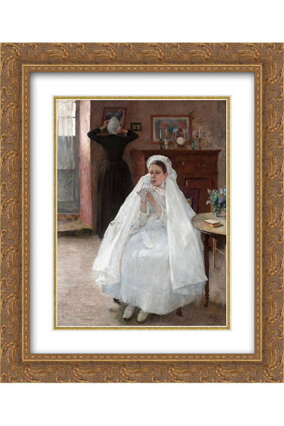 Georg Pauli 2x Matted 20x24 Gold Ornate Framed Art Print 'French Confirmation'