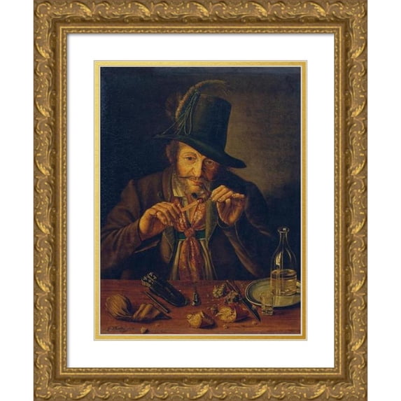 Georg Wachter 12x14 Gold Ornate Wood Frame and Double Matted Museum Art Print Titled - Baldhauser Schandl (1839)
