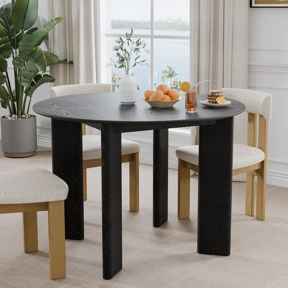 George 42" Soild Wood Dining Table Round Kitchen Table, Black
