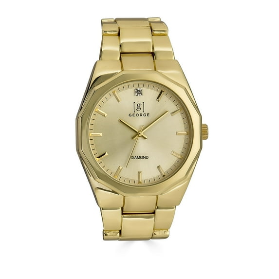 George 43mm Genuine Diamond Octagonal Bezel Bracelet Watch