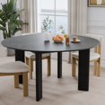 thumbnail image 1 of George 59" Soild Wood Dining Table Round Kitchen Table, Black, 1 of 1