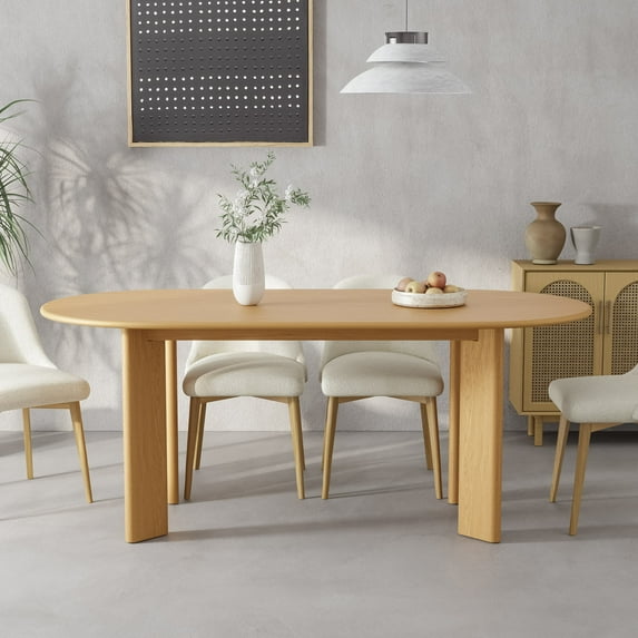 Dovelina 67x33.5 Solid Wood Oval Dining Table Oak Durable Craftsmanship - Walmart.com