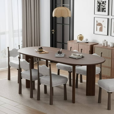 George 67"x33.5" Soild Wood Dining Table Oval Kitchen Table, Walnut