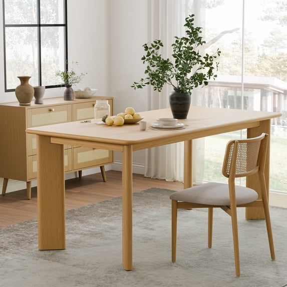 George 67"x33.5" Soild Wood Dining Table Rectangle Kitchen Table, Oak