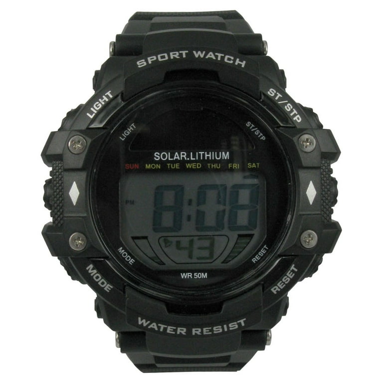 George Mens Solar Digital Wristwatch Plastic Strap