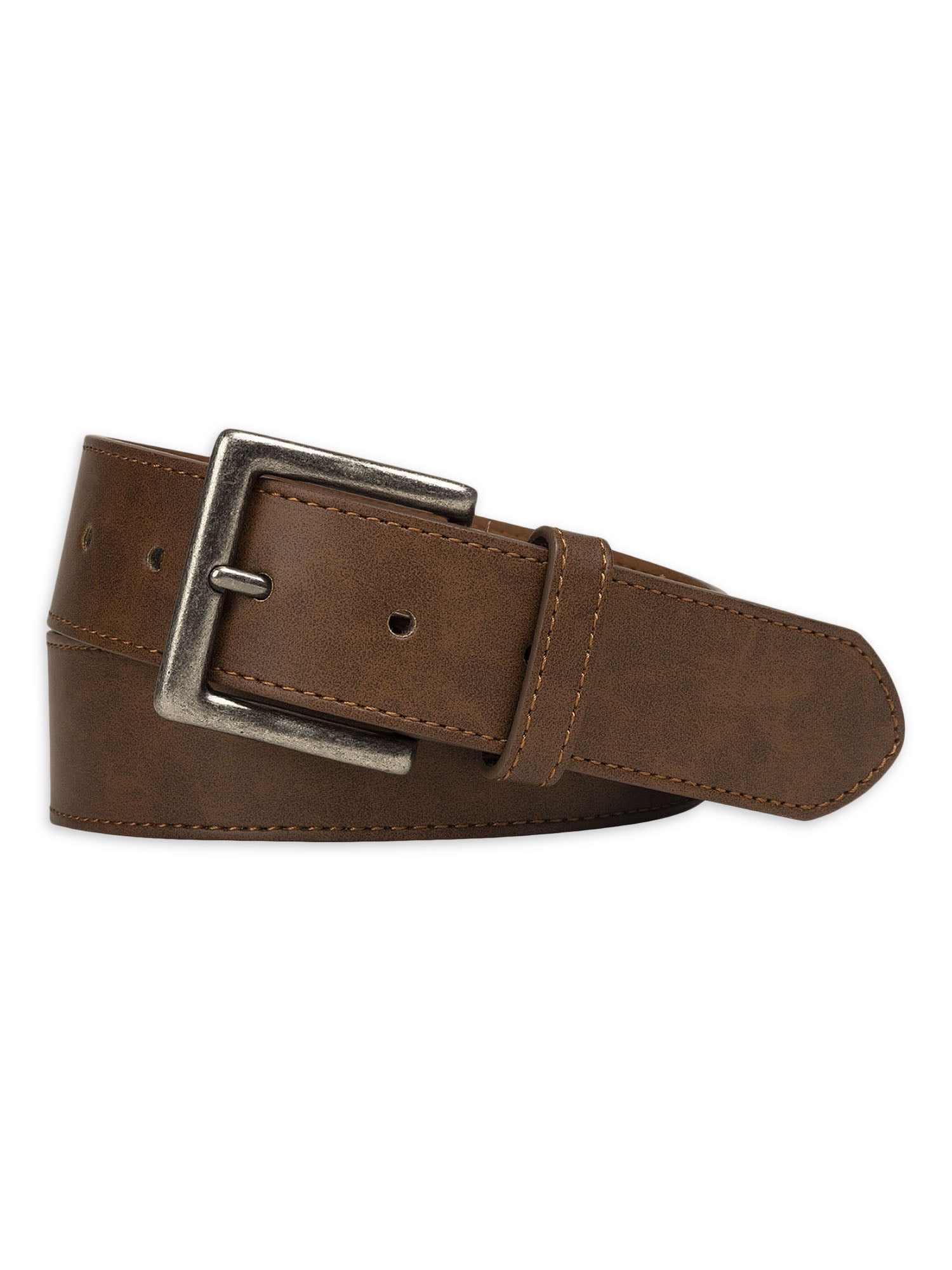George Adjustable Men's Faux Leather Casual Belt, Brown, 50 52