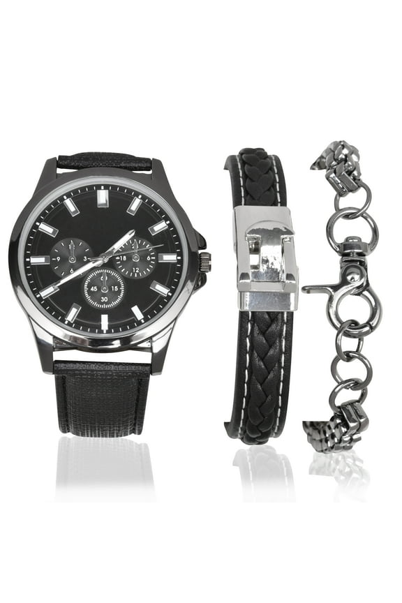 Adult Male Analog 3PC Watch and Bracelet Set (4170WMM)