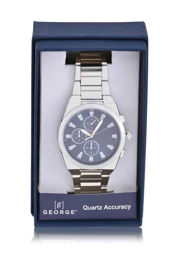 Adult Male Analog Watch in Silver and Blue Dial One Size (42030WMM)