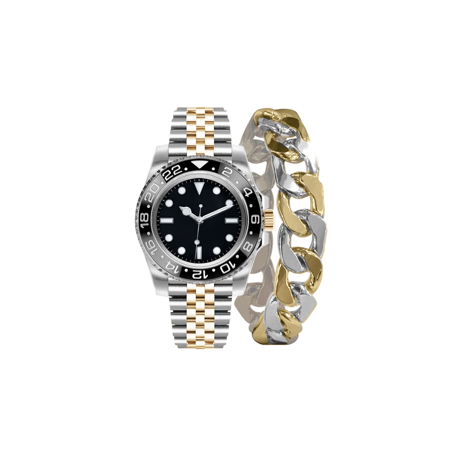 George Adult Mens Two Tone Analogue Watch with Matching Bracelet ...