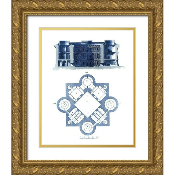 George, Andrew Cook 26x32 Gold Ornate Wood Framed with Double Matting Museum Art Print Titled - Custom Architectural Blueprint II