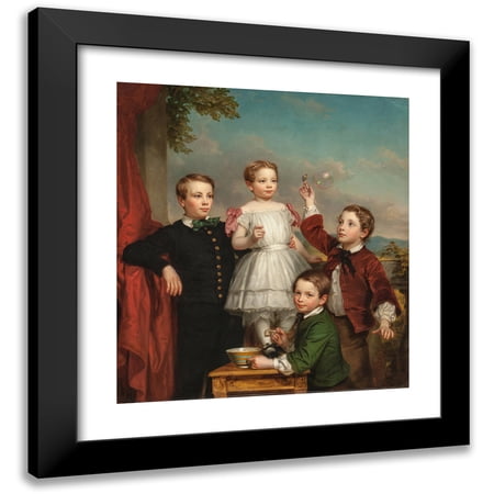 George Augustus Baker Jr. 12x13 Black Modern Framed Museum Art Print Titled - Portrait of Children (1853)