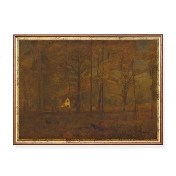 George Autumn Woods Moody Tonalist Landscape Fall Rustic Landscape Wall Art Decor Unframed Paper Print