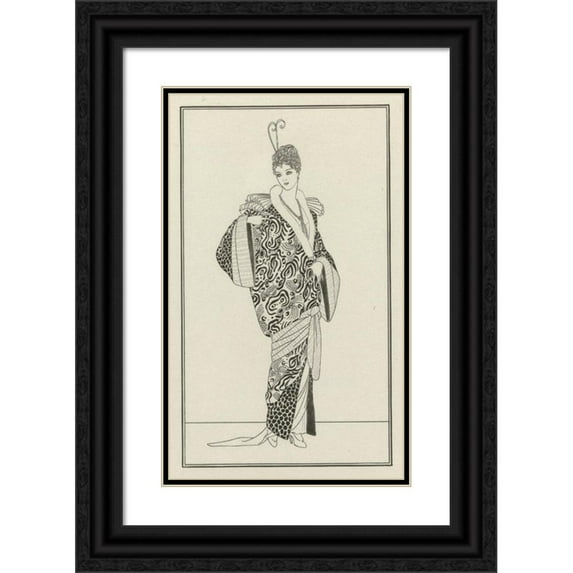 George Barbier 13x18 Black Ornate Wood Framed Double Matted Museum Art Print Titled - Journal of the Ladies and Fashions, 1912, Parisian Costumes, No. 8 (1912)