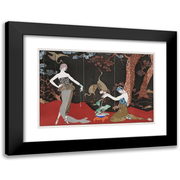 George Barbier 14x11 Black Modern Framed Museum Art Print Titled - The Taste of the Lacquer (1920)