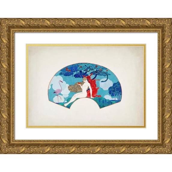 George Barbier 18x13 Gold Ornate Wood Frame and Double Matted Museum Art Print Titled - Eve