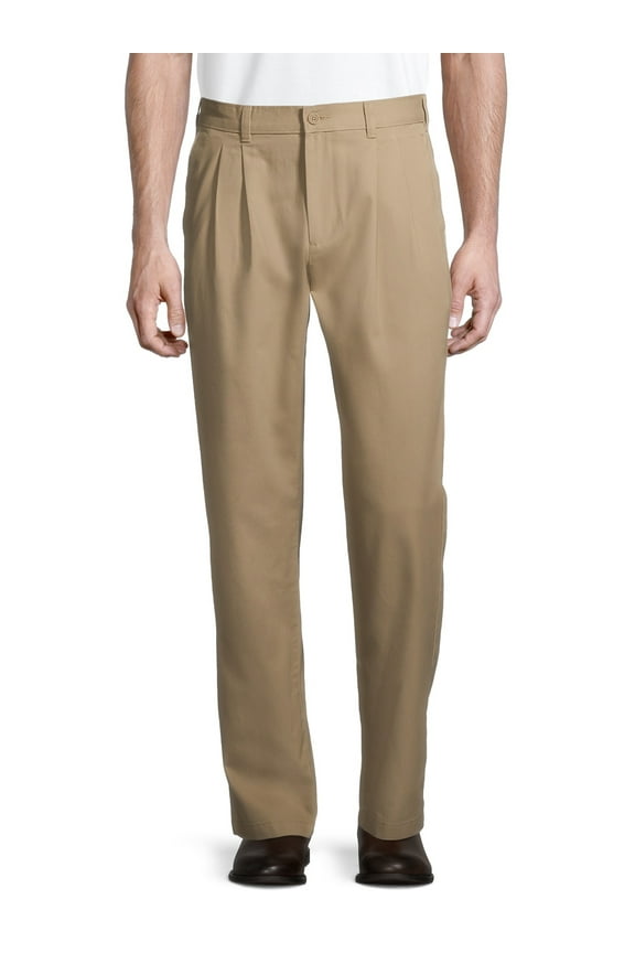 Men's and Big Men’s Wrinkle Resistant Pleated Trouser Pants, Waist Sizes 29-54