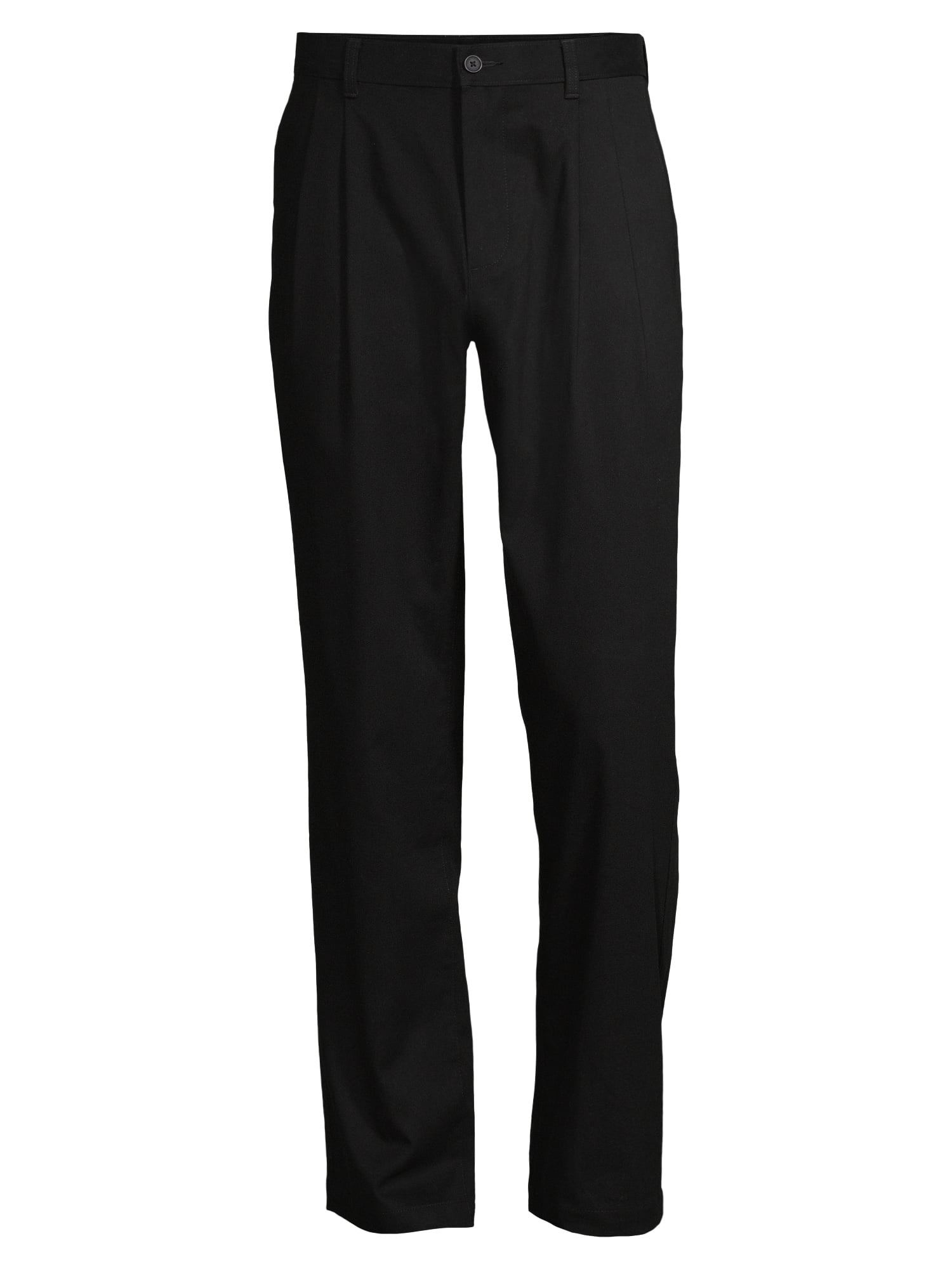 George Men's Pleated Front Straight Leg Pants, Belt Loops, Zip Fly