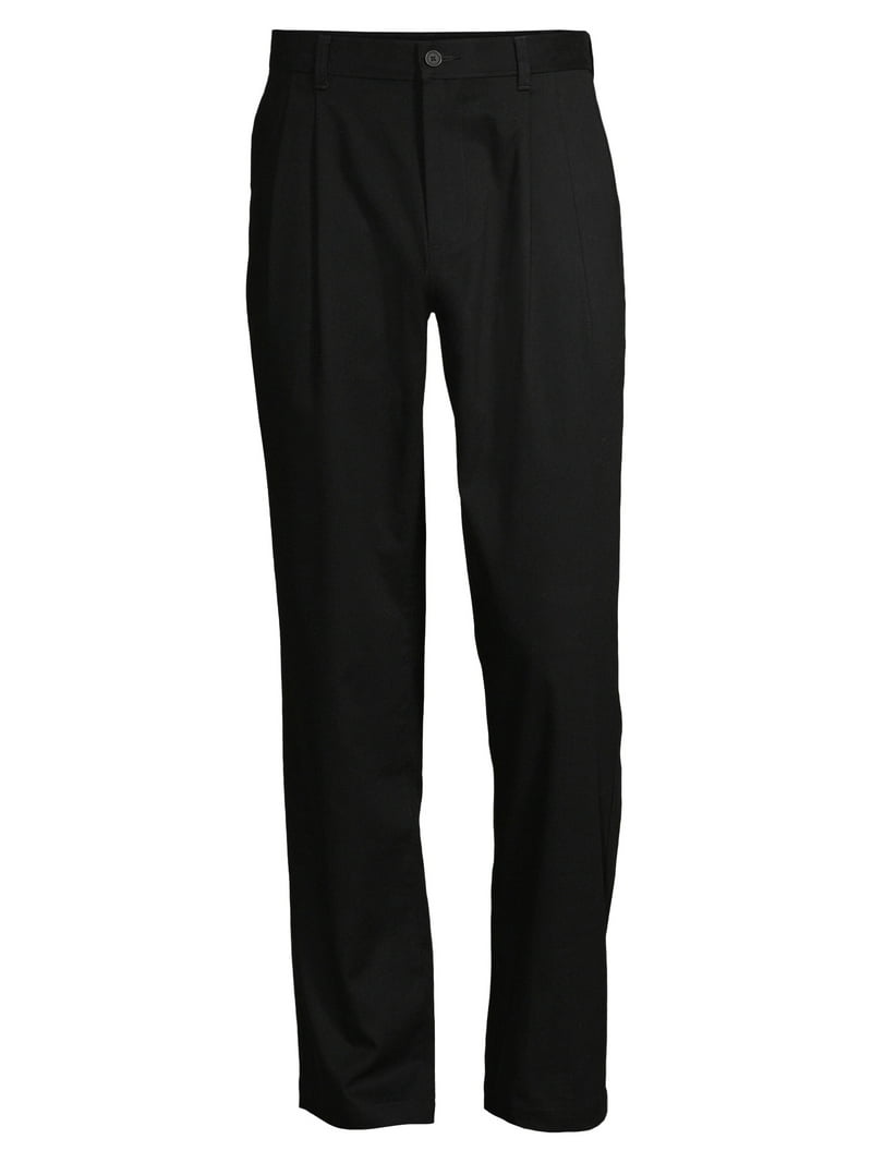 George Men's Pleated Front Straight Leg Pants, Belt Loops, Zip Fly