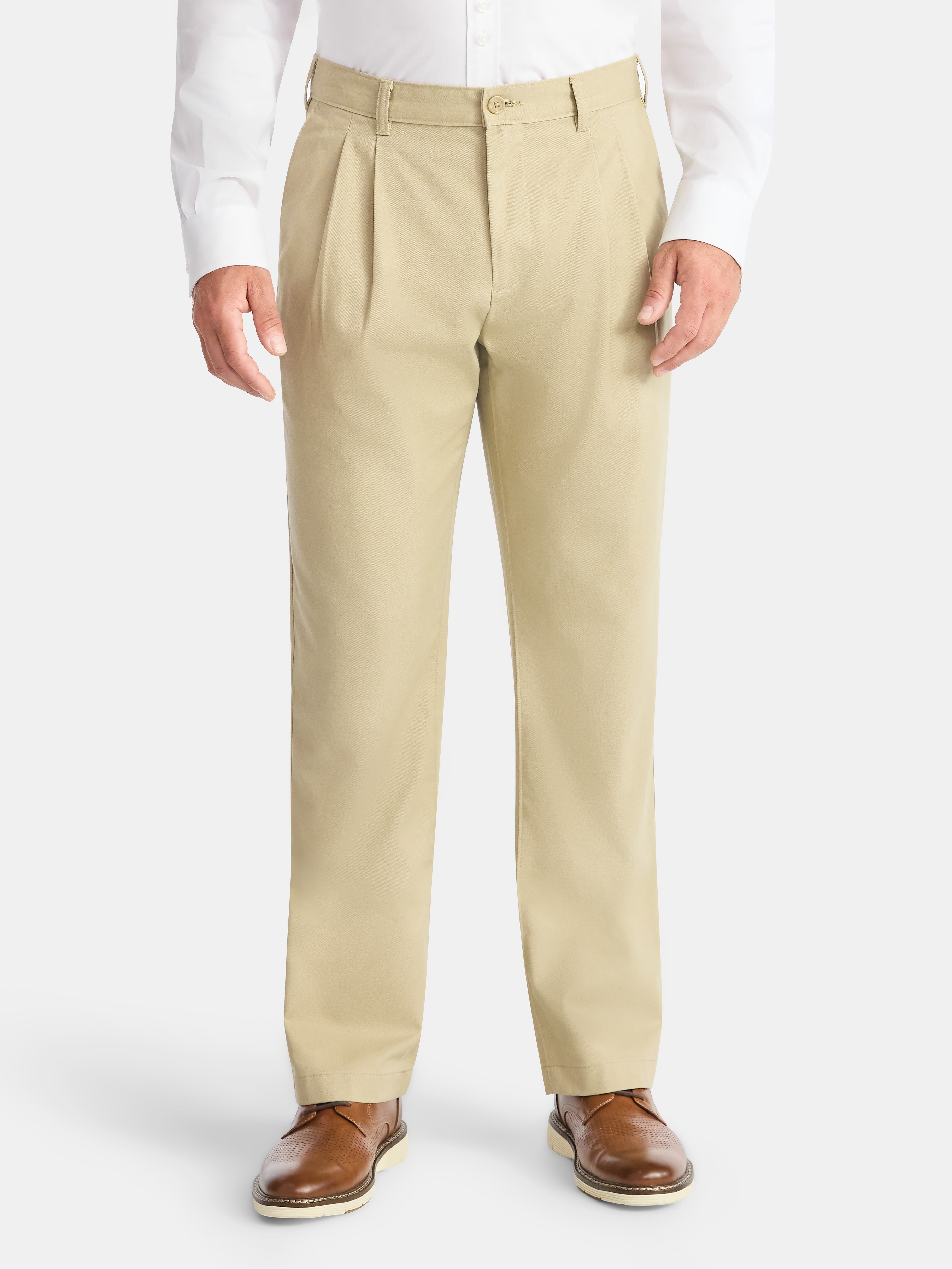 George Regular Men's Pleated Cuffed Microfiber Dress Pants