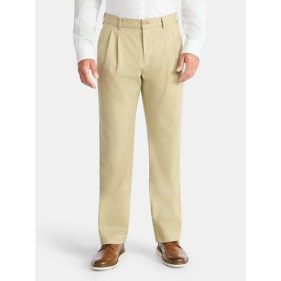 George Men's and Big Men’s Wrinkle Resistant Pleated Trouser Pants, Waist Sizes 29-54