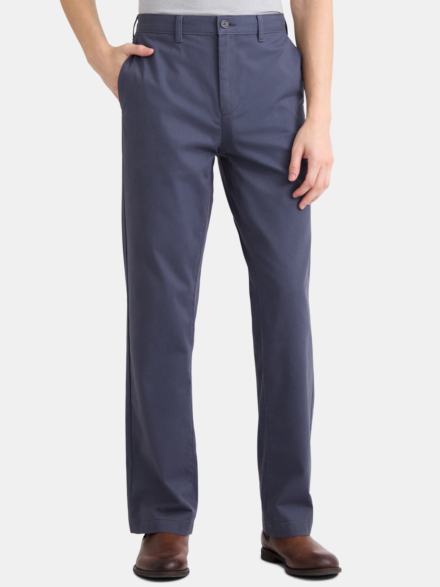 George Men's & Big Men's Classic Fit Flat Front Wrinkle Resistant Casual Pants, Waist Sizes 29-56
