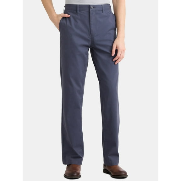 George Men's and Big Men’s Wrinkle Resistant Flat Front Khaki Pants, Waist Sizes 29-56