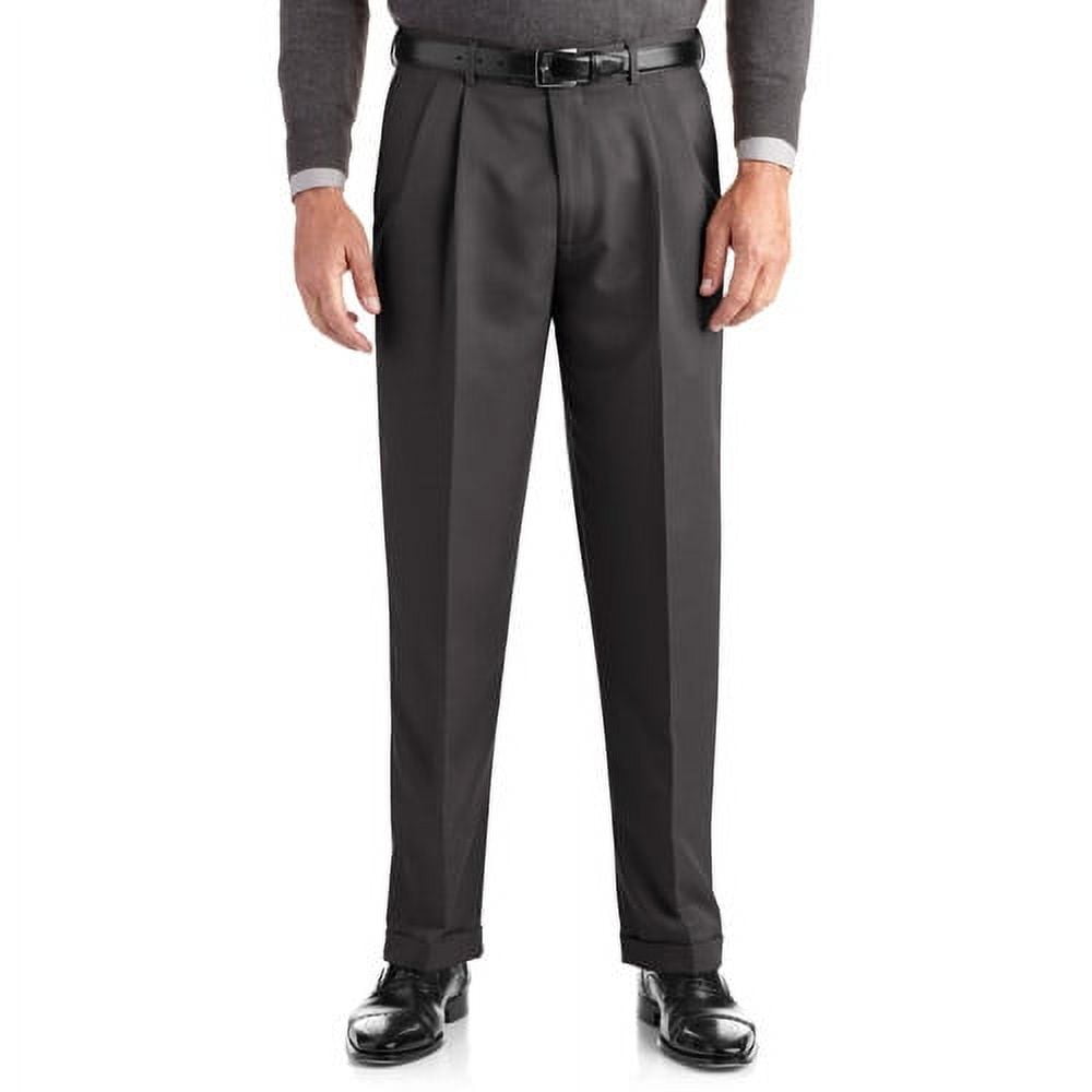 George Big & Tall Men's Pleated Cuffed Microfiber Dress Pants with  Adjustable Waistband 