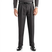 George Big & Tall Men's Pleated Cuffed Microfiber Dress Pants with Adjustable Waistband