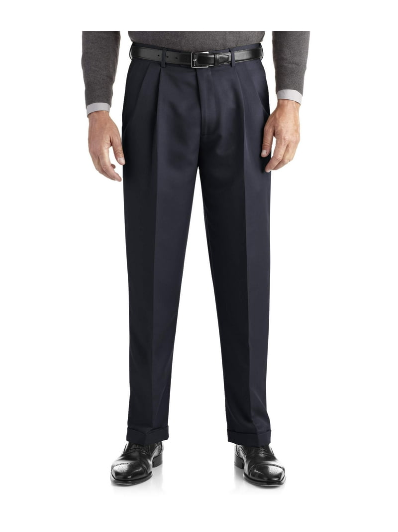George Big & Tall men's Pleated Cuffed Microfiber Dress Pants