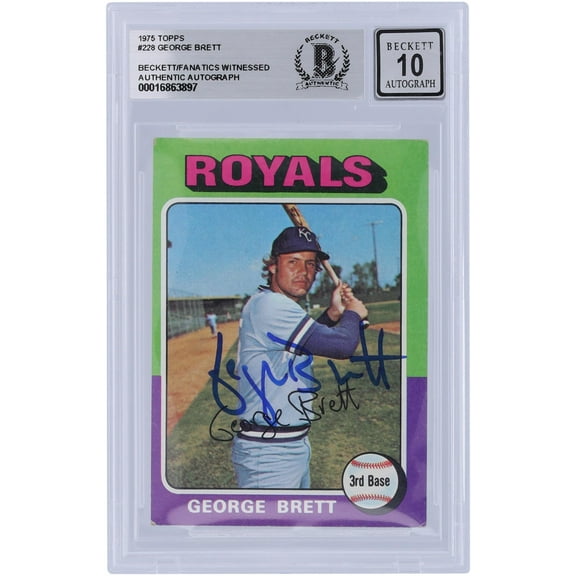 George Brett Kansas City Royals Autographed 1975 Topps #228 Beckett Fanatics Witnessed Authenticated 10 Rookie Card - Fanatics Authentic Certified