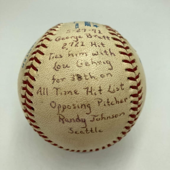 George Brett Signed Game Used Actual 2,721 Hit Baseball Ties Lou Gehrig PSA DNA