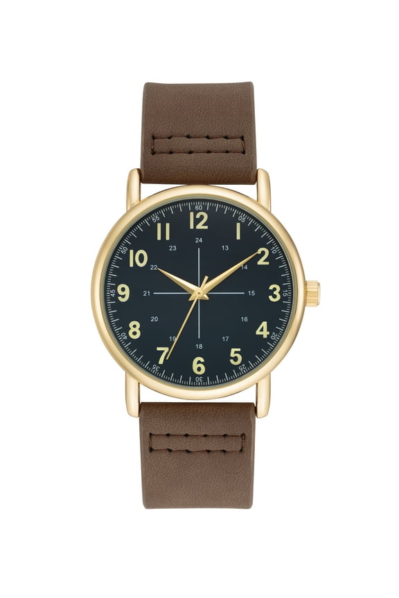 Brown Strap Gold Tone Men's Analog Watch