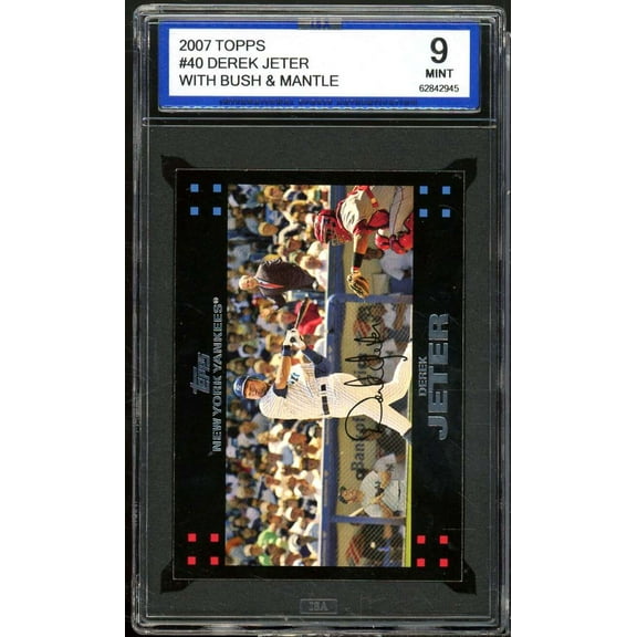 George Bush / Mickey Mantle / Derek Jeter Card 2007 Topps #40 ISA 9 MINT