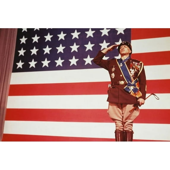 George C.Scott Patton By American Flag 24x36 Poster