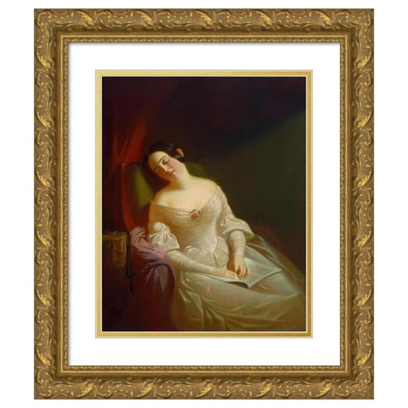 George Caleb Bingham 15x18 Gold Ornate Wood Frame and Double Matted Museum Art Print Titled - The Dull Story (1843-44)