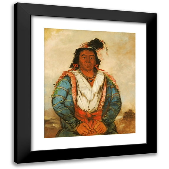 George Catlin 12x14 Black Modern Framed Museum Art Print Titled - Hose-Put-O-Kaw-Gee, a Brave (1834)