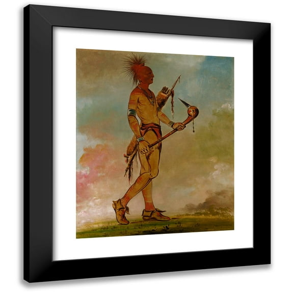 George Catlin 12x14 Black Modern Framed Museum Art Print Titled - Is-Ga-Was-Sa, Handsome Bird (1834)