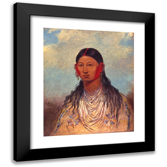 George Catlin 12x14 Black Modern Framed Museum Art Print Titled - Koon-Ka-Ya-Me, Female War Eagle (1844)