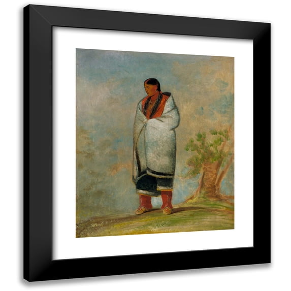 George Catlin 12x14 Black Modern Framed Museum Art Print Titled - Wa-Quoth-E-Qua, the Buck's Wife, Wife of the Whale (1835)