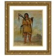 thumbnail image 1 of George Catlin 12x14 Gold Ornate Wood Frame and Double Matted Museum Art Print Titled - Wah-Chees, a Brave (1835), 1 of 4