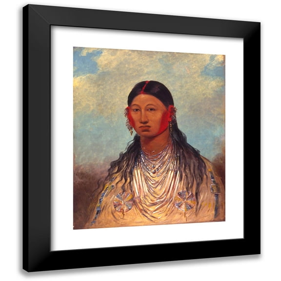 George Catlin 15x18 Black Modern Framed Museum Art Print Titled - Koon-Ka-Ya-Me, Female War Eagle (1844)