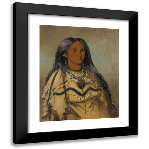 George Catlin 15x18 Black Modern Framed Museum Art Print Titled - Sha-Ko-Ka, Mint, a Pretty Girl (1832)