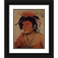 thumbnail image 1 of George Catlin 15x18 Black Ornate Wood Framed Double Matted Museum Art Print Titled - Pah-Shee-Nau-Shaw, a Warrior (1831), 1 of 5